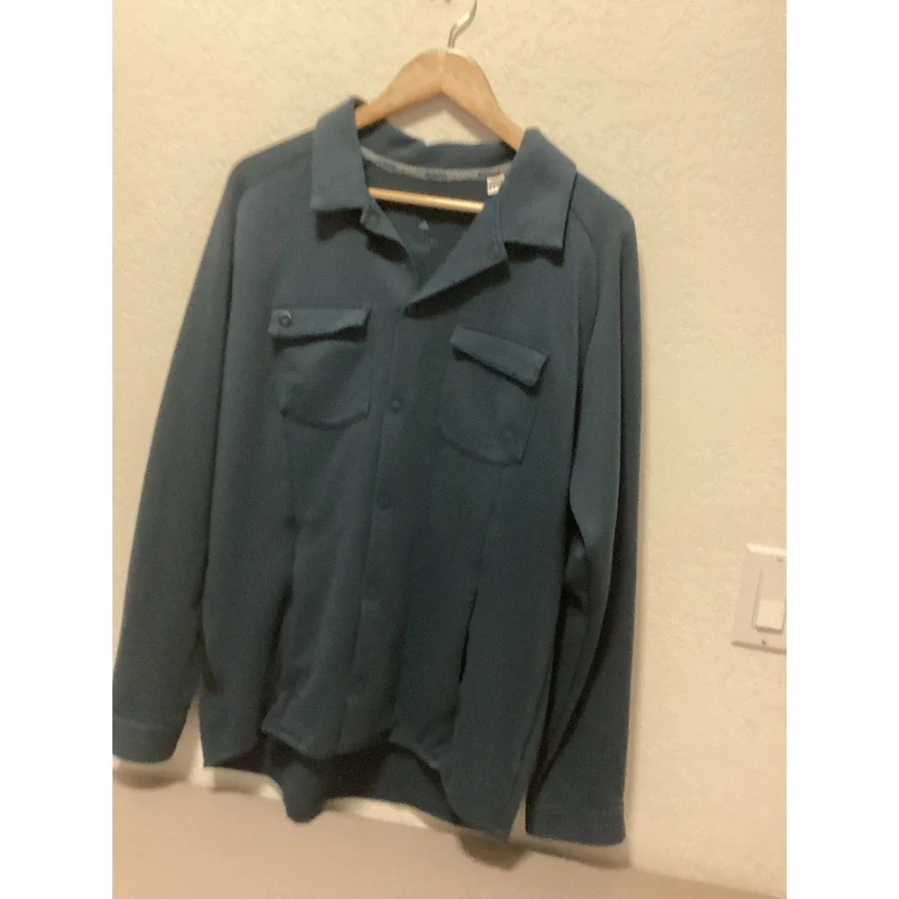 Adidas COLD.RDY Snap‎ Front Jacket Mens Large Teal Blue Ribbed HG3238